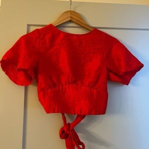 Free People Red Crop Top Open Tie Back